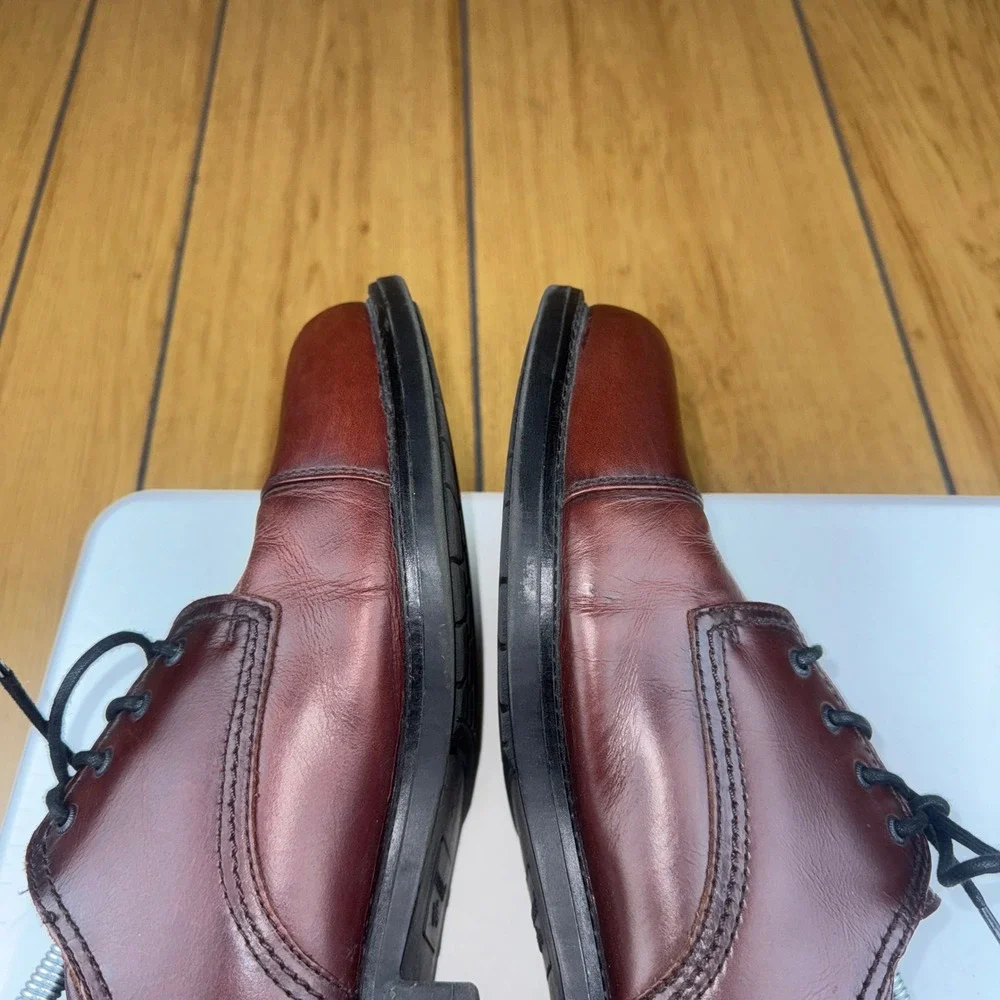 Dockers Mens Size 12M‎ Burgundy Leather Cap Toe Oxford Dress Shoes Lace Up